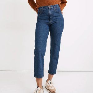 Madewell The Perfect Vintage Straight Crop Denim Jeans Dark Wash Size 28